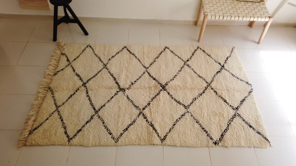 217×135 ベニワレンモロッコラグ ウール100% Morocco Rug Beni Ourain